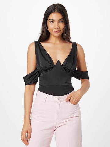 Misspap Shirt bodysuit in Black: front