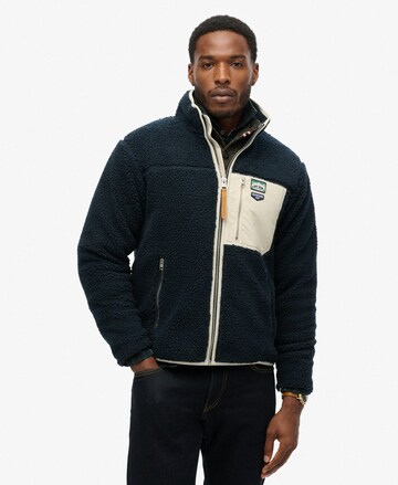 Superdry Fleece jas in Blauw: voorkant