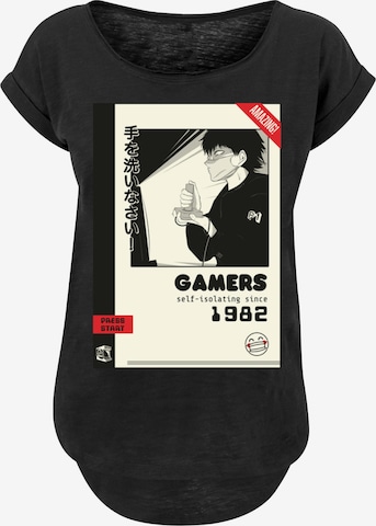 F4NT4STIC T-Shirt 'Retro Gaming self-isolating since 1982' in Schwarz: predná strana