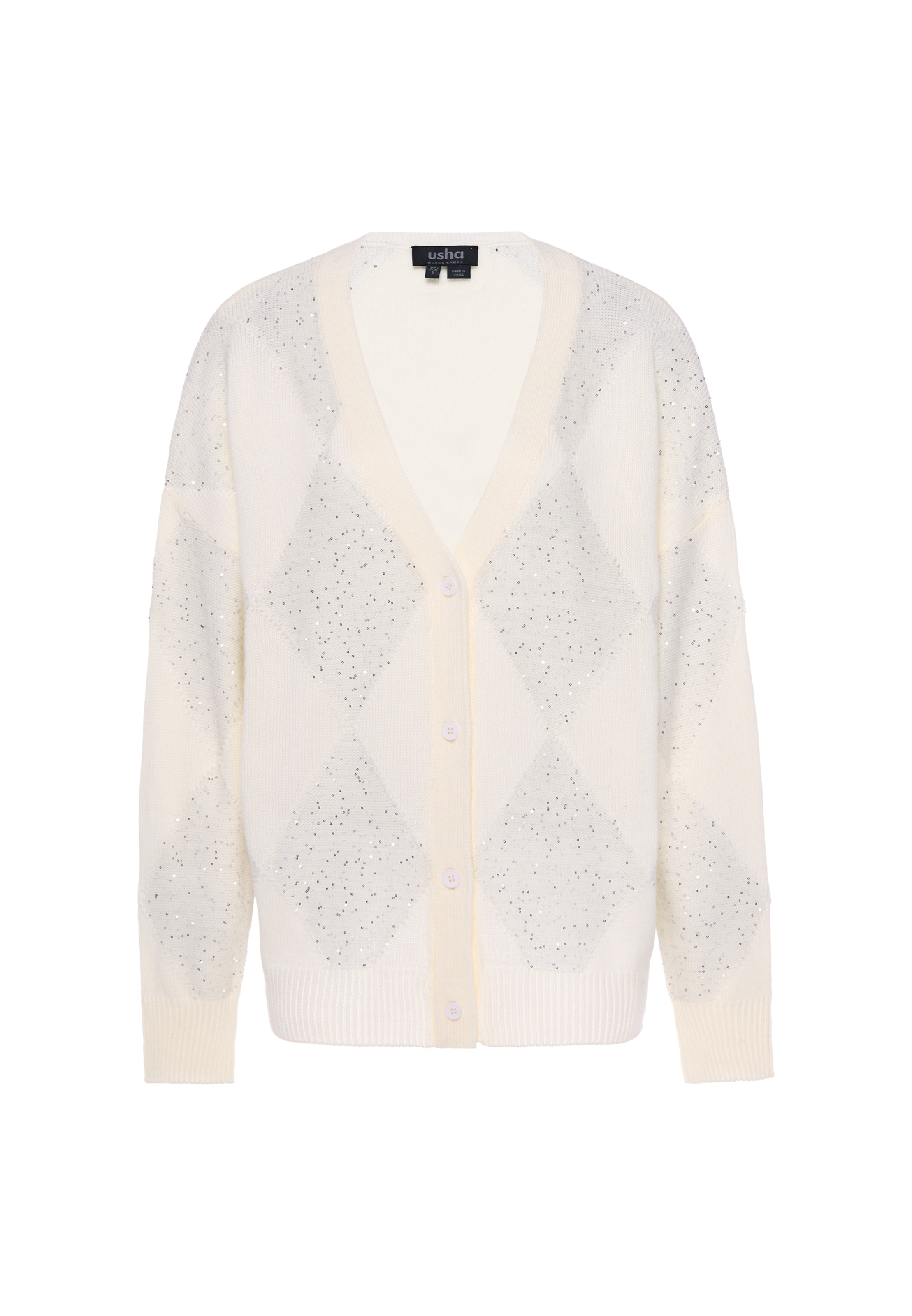 Cardigan usha BLACK LABEL en blanc : devant