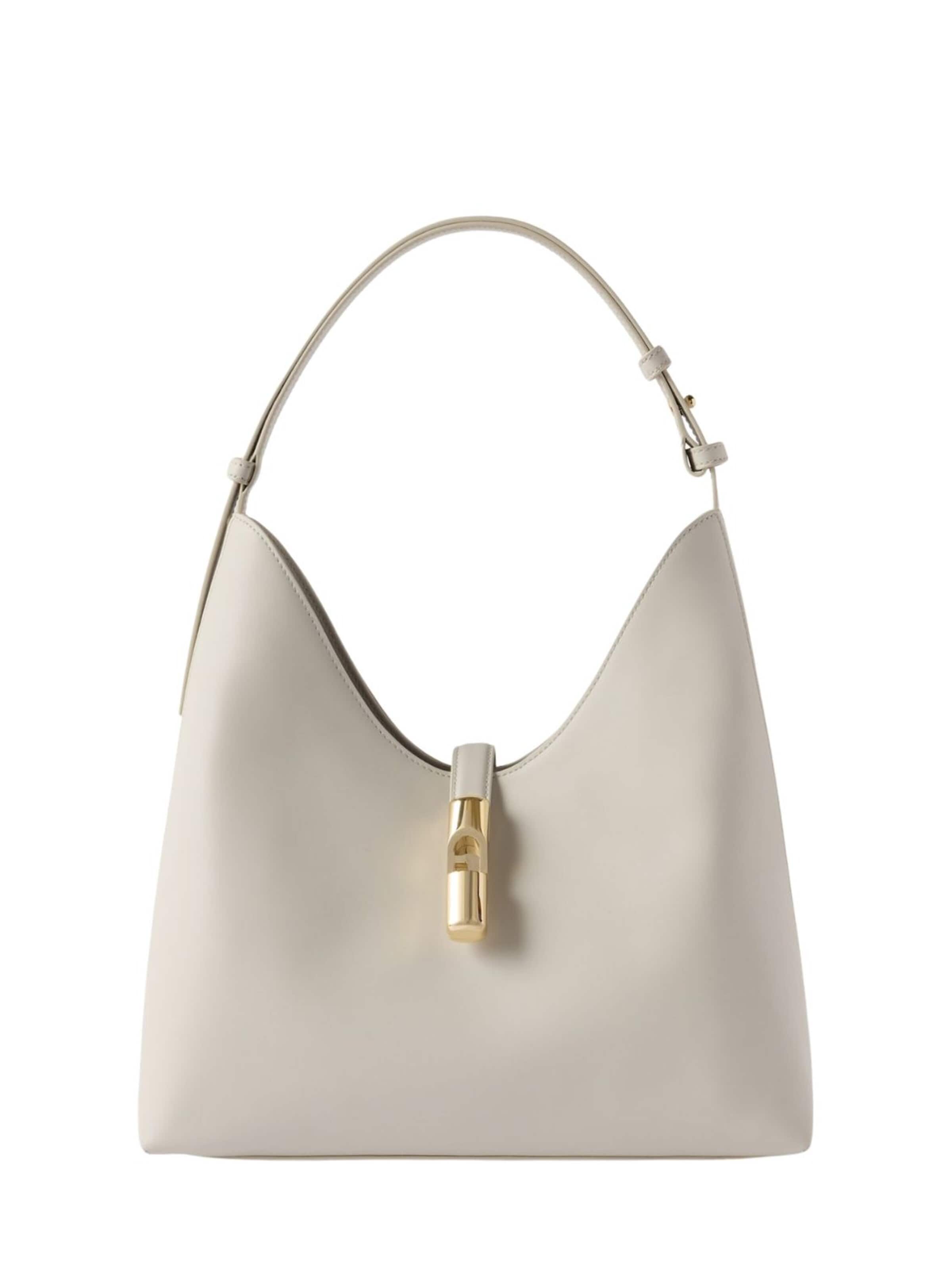 FURLATorba za na rame 'Furla Sac Bandoulière M Goccia Cuir Gris/Blanc' - bijela boja: prednji dio