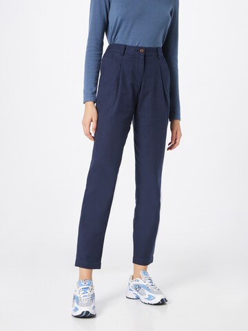 People Tree Regular Pleat-Front Pants 'Annis Twill' in Blue: front