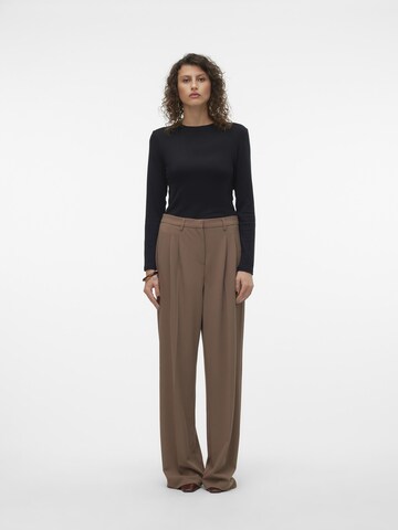 VERO MODA Wide Leg Bukser med lægfolder i brun