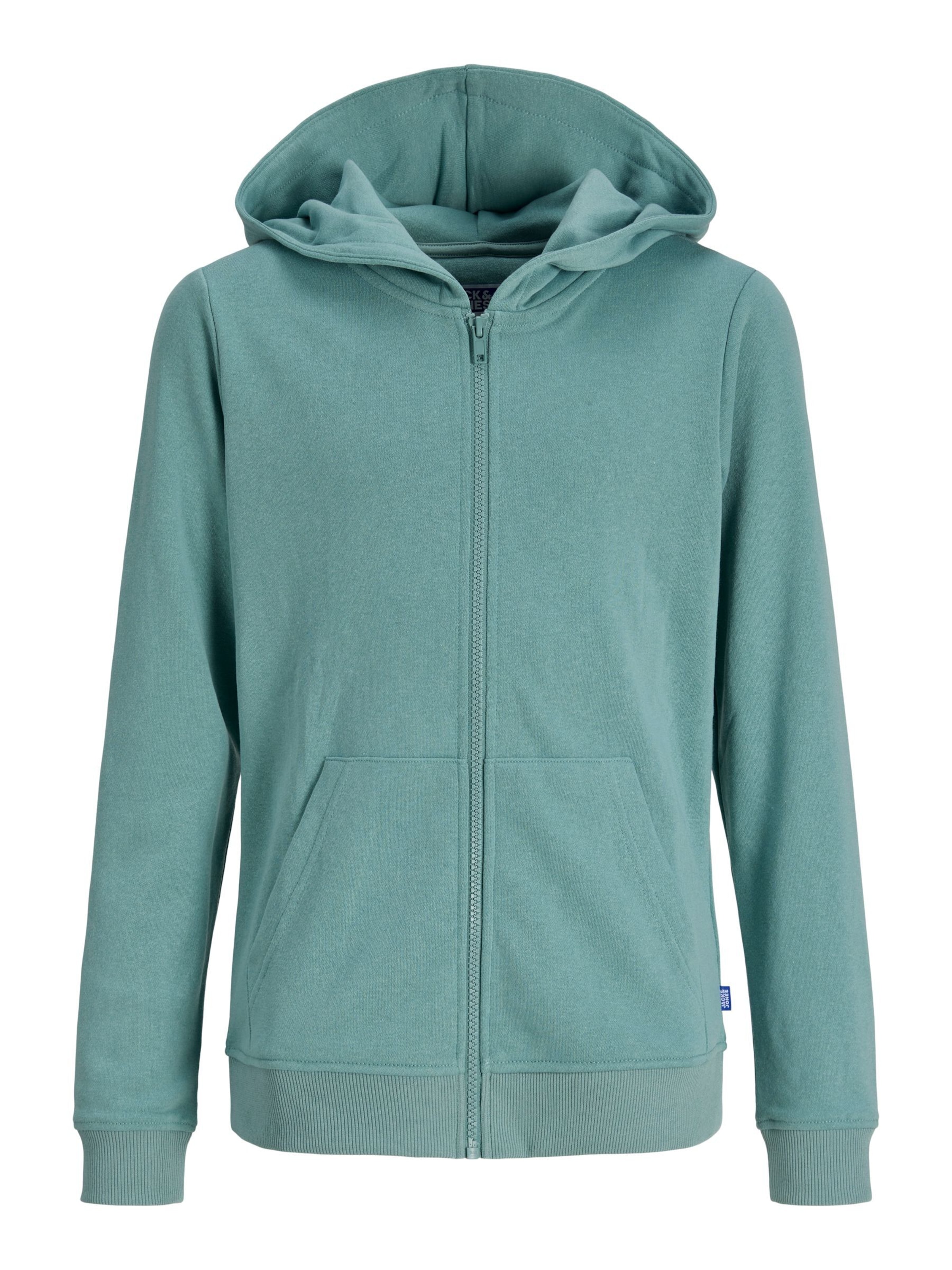 Jack & Jones Junior Zip-Up Hoodie 'JJEBradley' in Blue: front