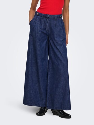 ONLY - Pierna ancha Pantalón vaquero plisado 'ONLPose' en azul: frente