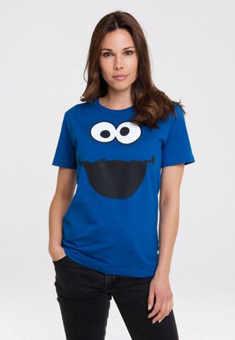LOGOSHIRT T-Shirt 'Sesamstraße - Krümelmonster' in Blau: Vorderseite