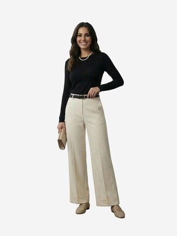 My fashion - Perna larga Calças com vincos em bege: frente