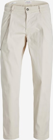 JACK & JONES Regular Pleat-Front Pants 'FREDDIE' in Beige: front