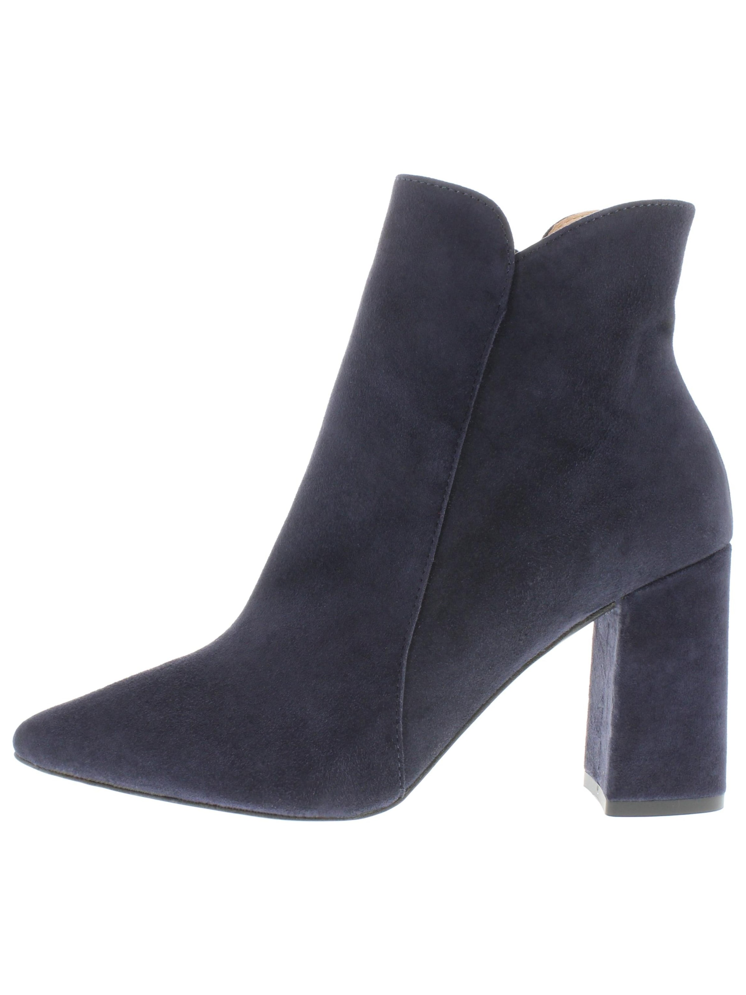 XAVER LUIS Schuhmanufaktur Booties 'VERO - Spitze Stiefelette mit Blockabsatz' in Blue: front