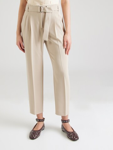 BOSS Tapered Trousers with creases 'Tapiah' in Beige: front