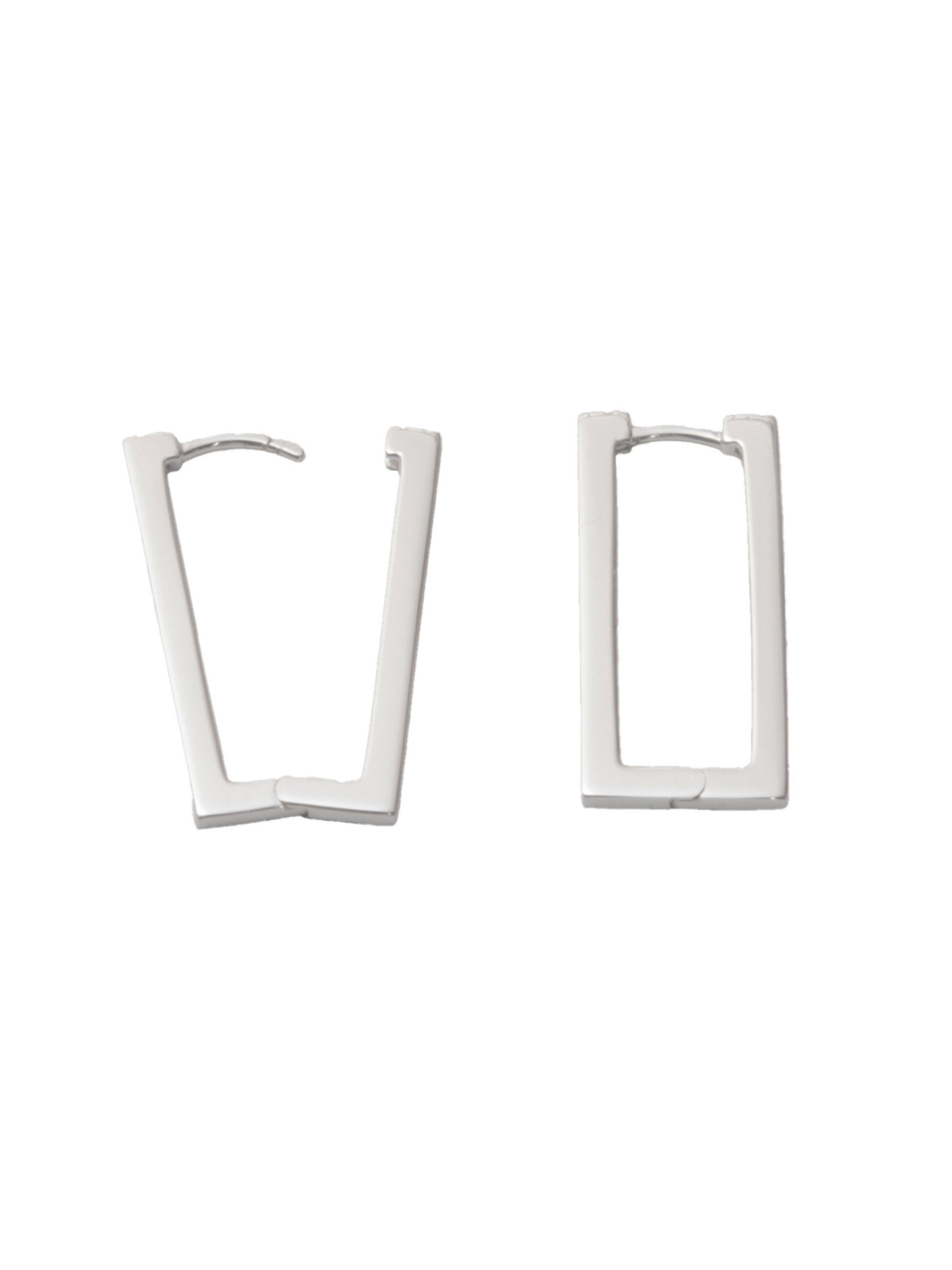 fejn Ohrringe 'Rectangle Huggie', handgefertigt, nachhaltiger Echtschmuck in Silber: Vorderseite