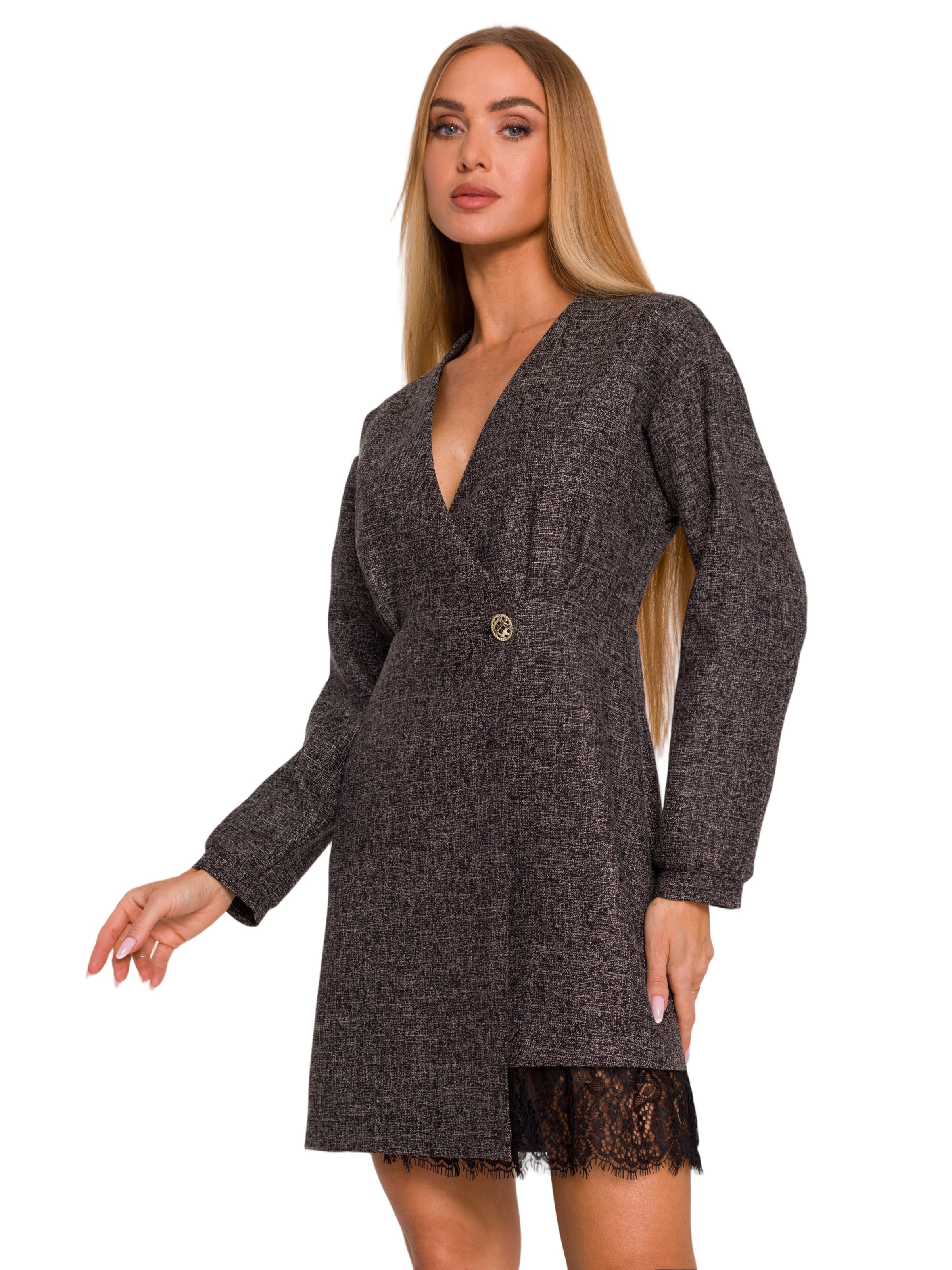 Rochie 'Sukienka tweedowa z koronką' de la made of emotion pe negru