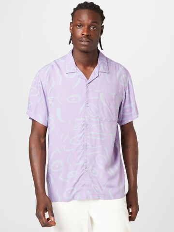 Obey Regular fit Button Up Shirt 'Scribbles' in Purple: front