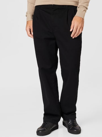 Carhartt WIP Regular Pleat-Front Pants 'Salford' in Black: front