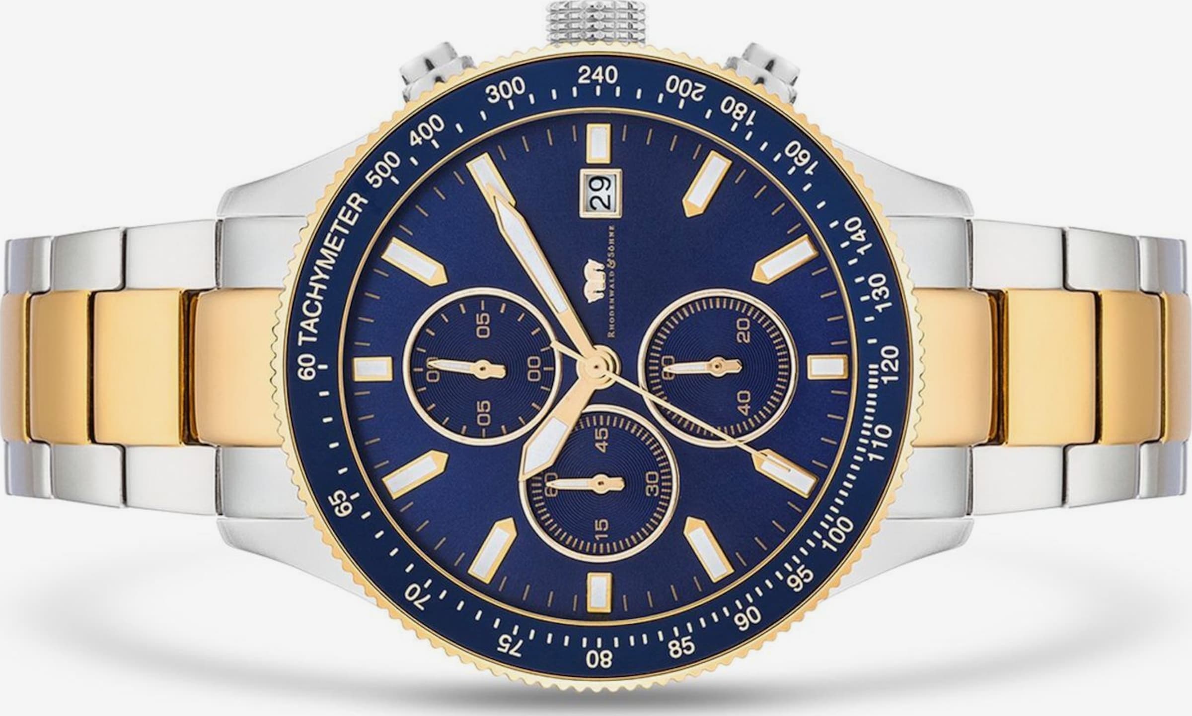 Rhodenwald & Söhne Orologio Uomo Analogico, Movimento Giapponese Al Quarzo, Cinturino In Vero Cuoio Marrone, Cassa Acciaio Placcato Oro Rosso, Quadrante Bianco - 10010350 - 2