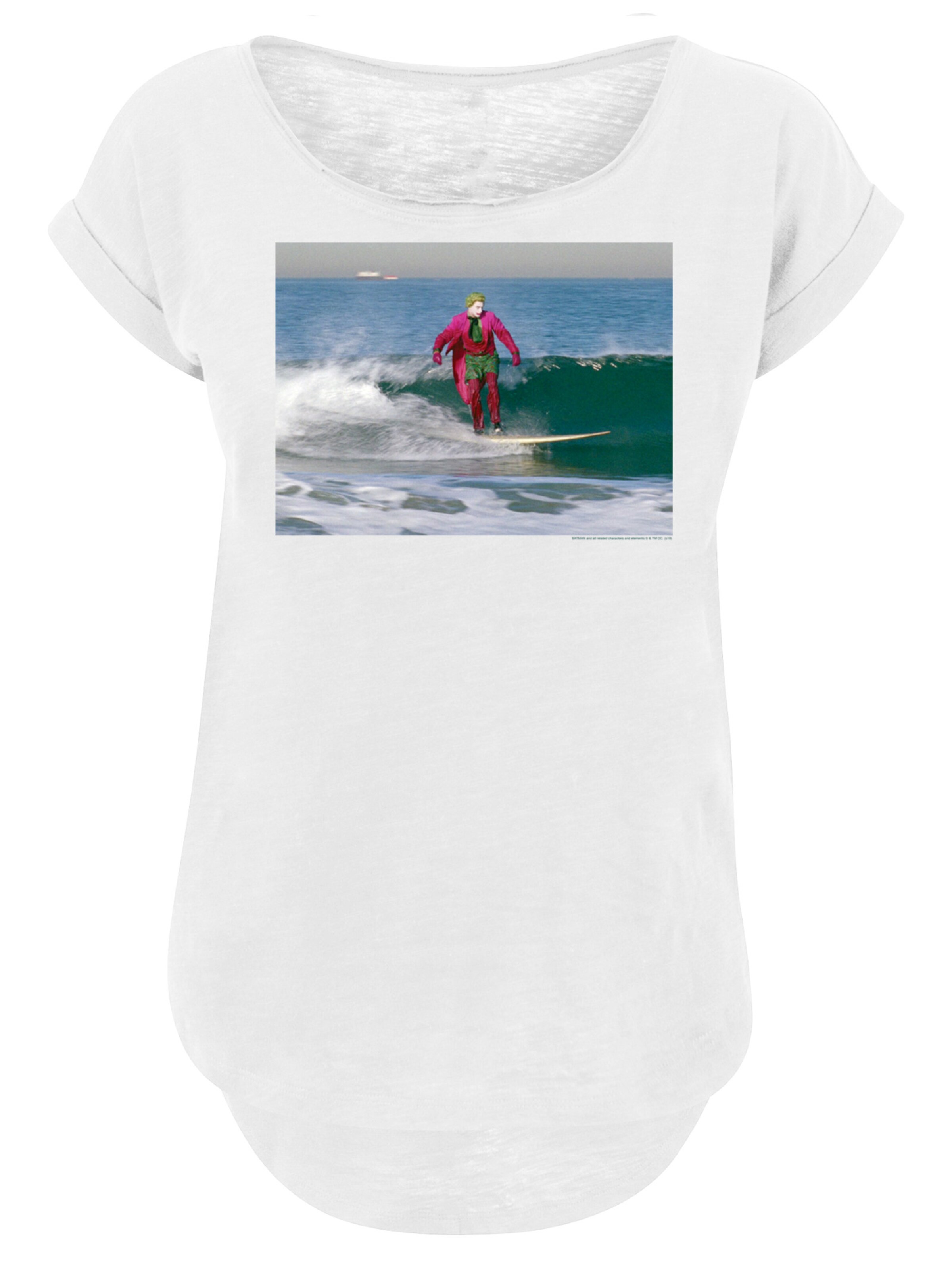 F4NT4STIC T-Shirt 'Batman TV Series Joker Surfing' in Weiß: Vorderseite