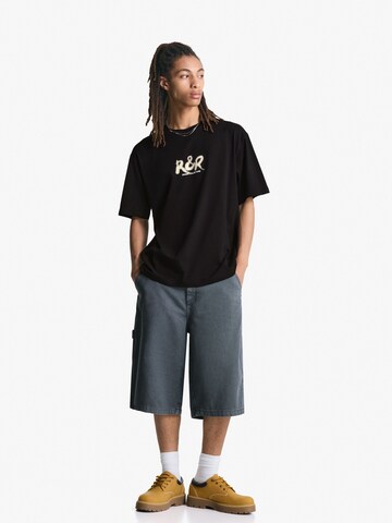 Bershka Shirt 'STATE &  DRAMA' in Zwart