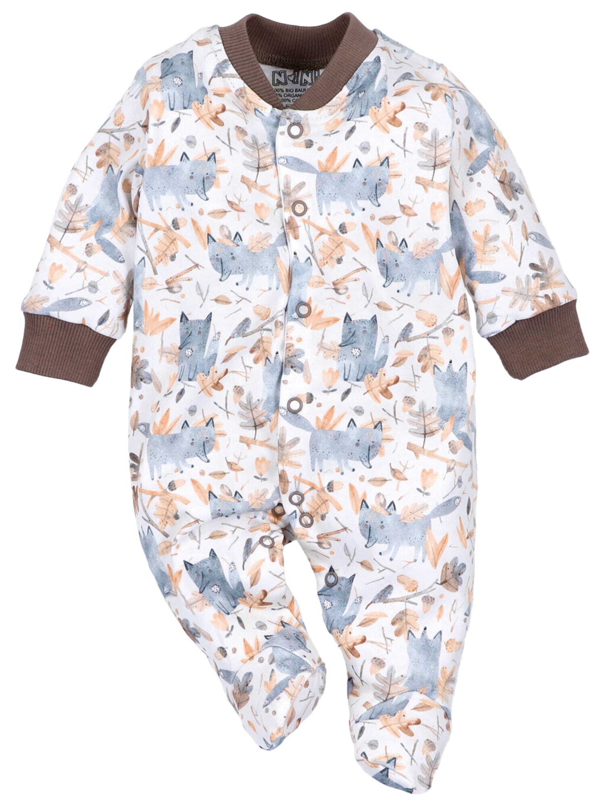 NINI Strampler 'Fuchs' in Weiß: Vorderseite