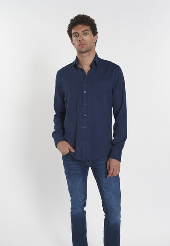 DENIM CULTURE Regular fit Button Up Shirt 'MAXIMILLIAN' in Blue: front