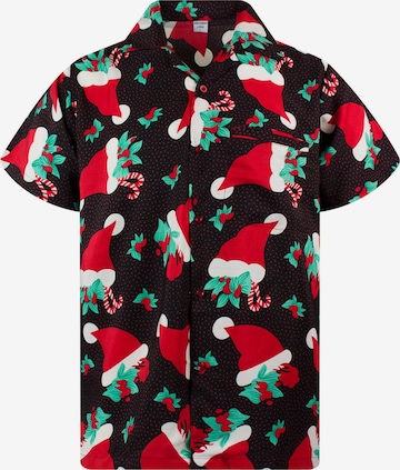 King Kameha Regular Fit Hemd 'Christmas Hats' in Grün: Vorderseite
