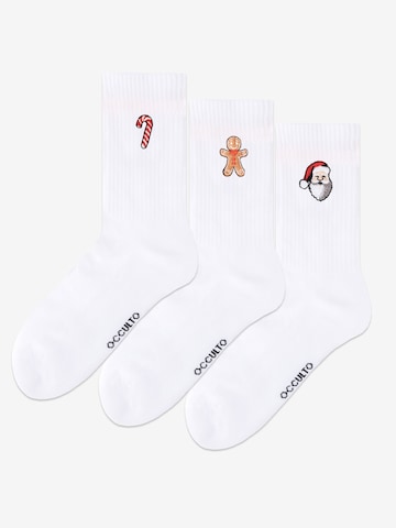 Occulto Socks 'Claus' in White: front
