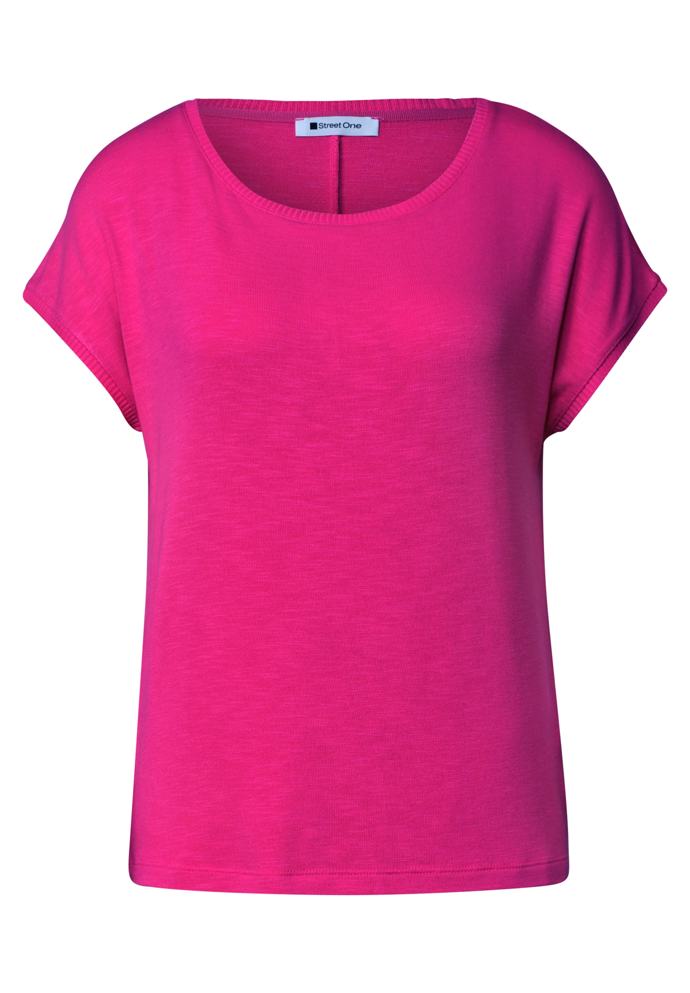 STREET ONE Dropped Shoulder Shirt mit Rundhals in Pink: Vorderseite