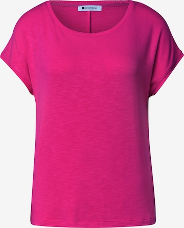 STREET ONE Dropped Shoulder Shirt mit Rundhals in Pink: Vorderseite