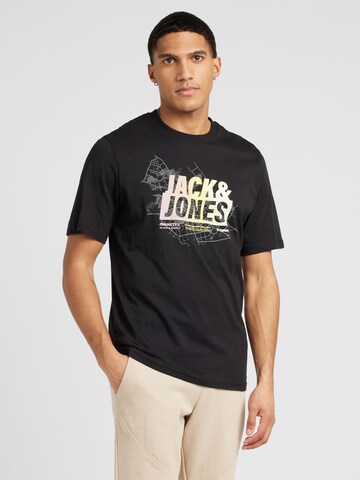 JACK & JONES Μπλουζάκι 'Map Summer' σε μαύρο: μπροστά