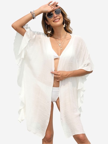 Magicshe Oversized Cardigan 'Strandüberwurf mit Rüschen' in White