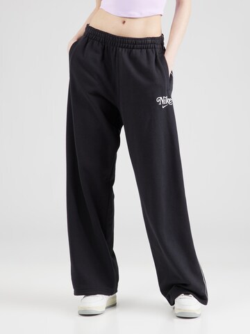 Nike Sportswear Wide leg Trousers in Black: front