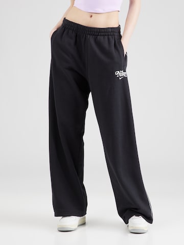 Wide leg Pantaloni de la Nike Sportswear pe negru: față