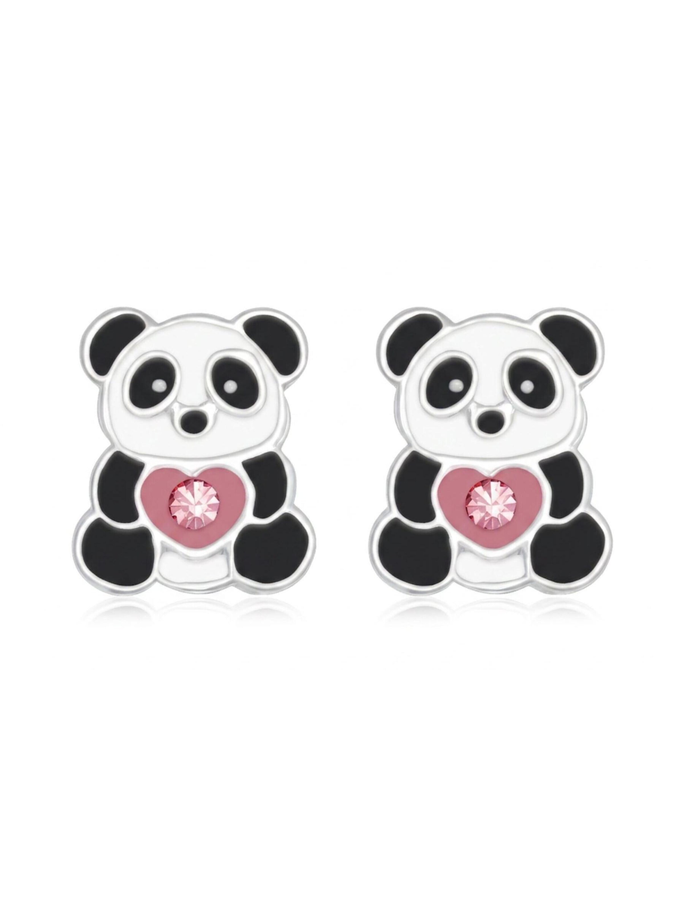 Bijou 'Childrens Silver Panda Ear Studs With Crystal And Epoxy' Maxte en mélange de couleurs