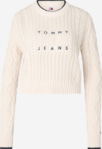 Pulover de la Tommy Jeans pe alb: față