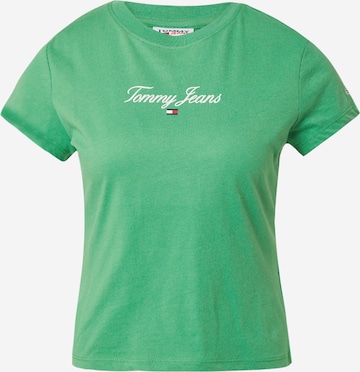 Tommy Jeans Тениска в зелено: отпред