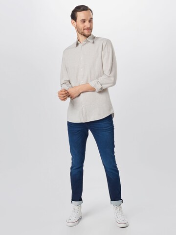 SELECTED HOMME Slim Fit Leinen und Bio-Baumwolle Hemd in Weiß