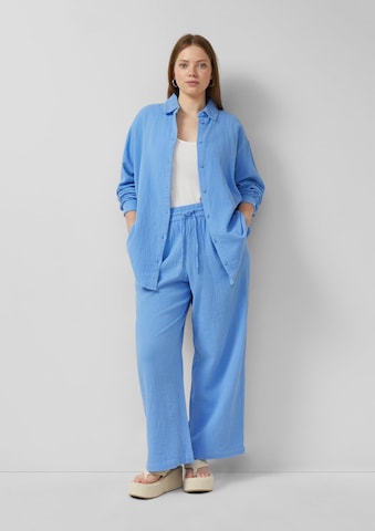 QS Wide leg Broek in Blauw: voorkant