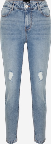 Pieces Petite Tapered Jeans 'KESIA' in Blauw: voorkant