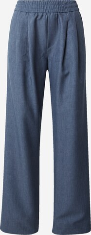 TOPSHOP Wide leg Bandplooibroek in Blauw: voorkant