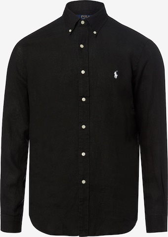 Polo Ralph Lauren Regular Fit Leinenhemd in Schwarz: Vorderseite