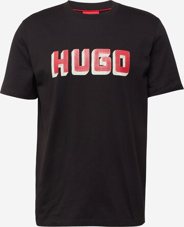 HUGO Μπλουζάκι 'Daqerio' σε μαύρο: μπροστά