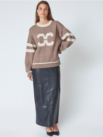 co'couture Trui 'Row ' in Bruin: voorkant
