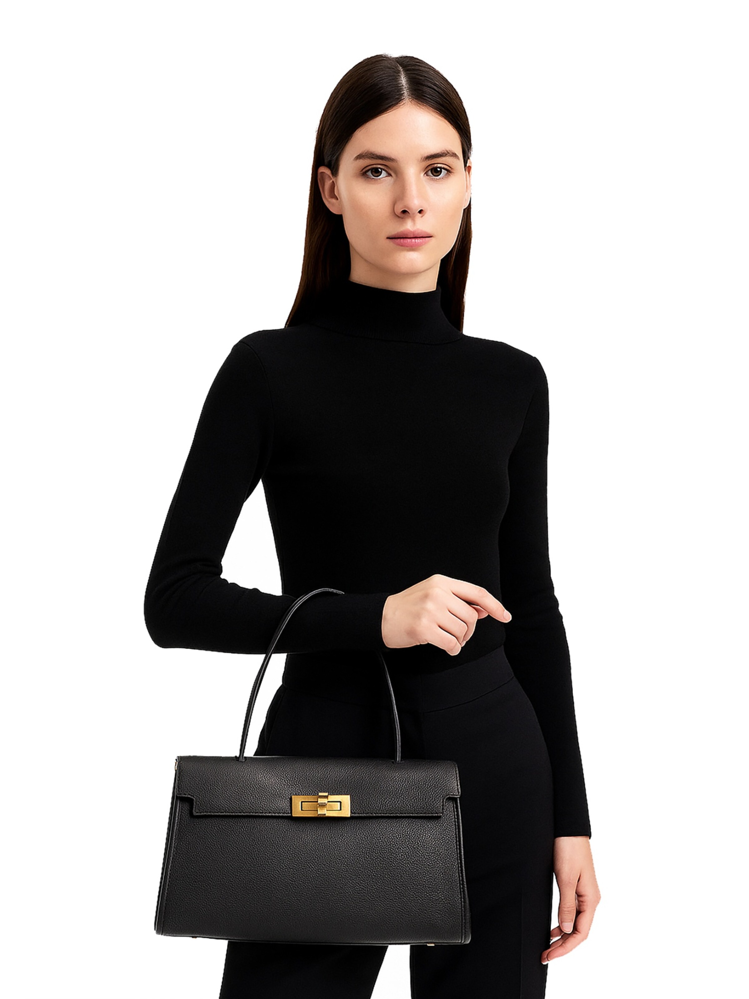 Borsa a spalla di Gave Lux in nero: frontale