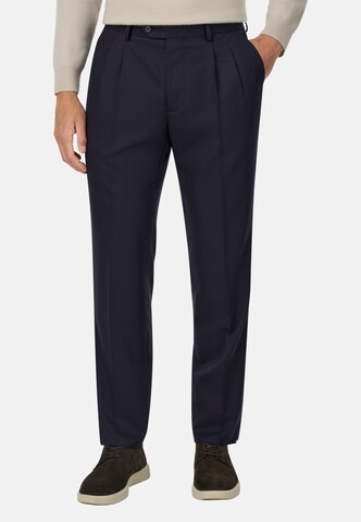 Boggi Milano Regular Pleat-front trousers in Blue: front