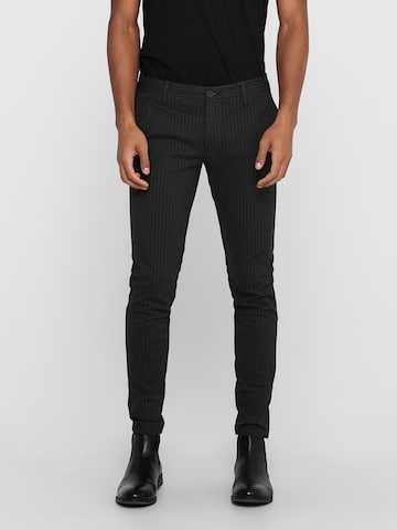 Skinny Pantalon chino 'Mark' Only & Sons en gris : devant