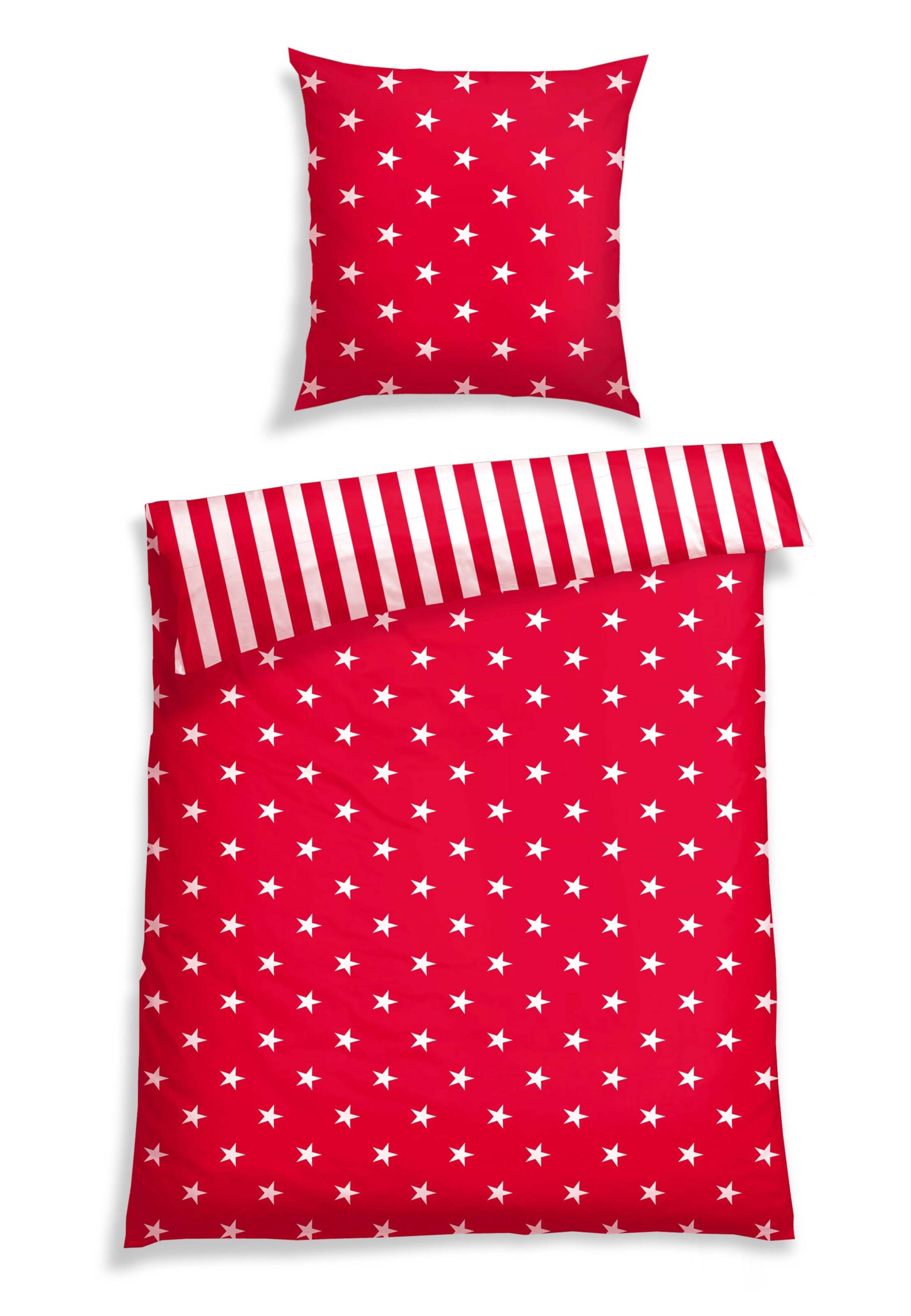 SCHIESSER Bettwäsche 'Sterne Feinbiber' in Rot: Vorderseite