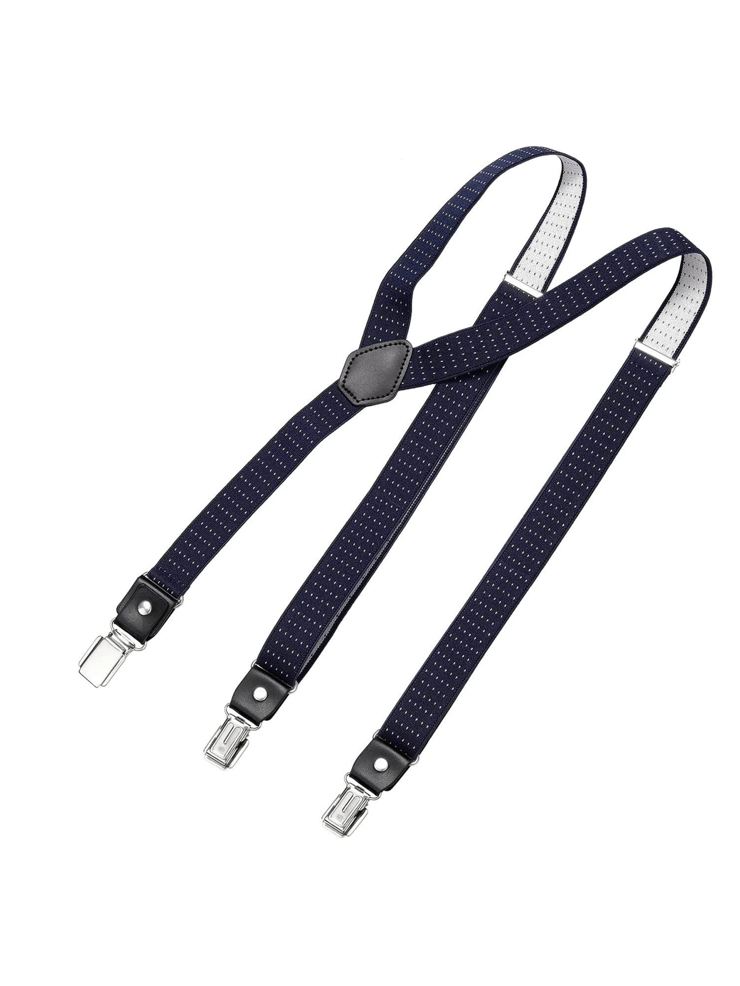 DonDon Hosenträger 'DonDon Hosenträger Herren schmal 2,5 cm gestreift blau rot Starke Clips für Anzug Jeans Chino'‌‌ in XS-XL in blue denim, Produktansicht