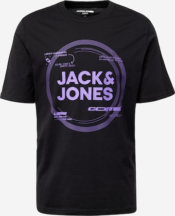 melns JACK & JONES T-Krekls 'PILOU': no priekšpuses