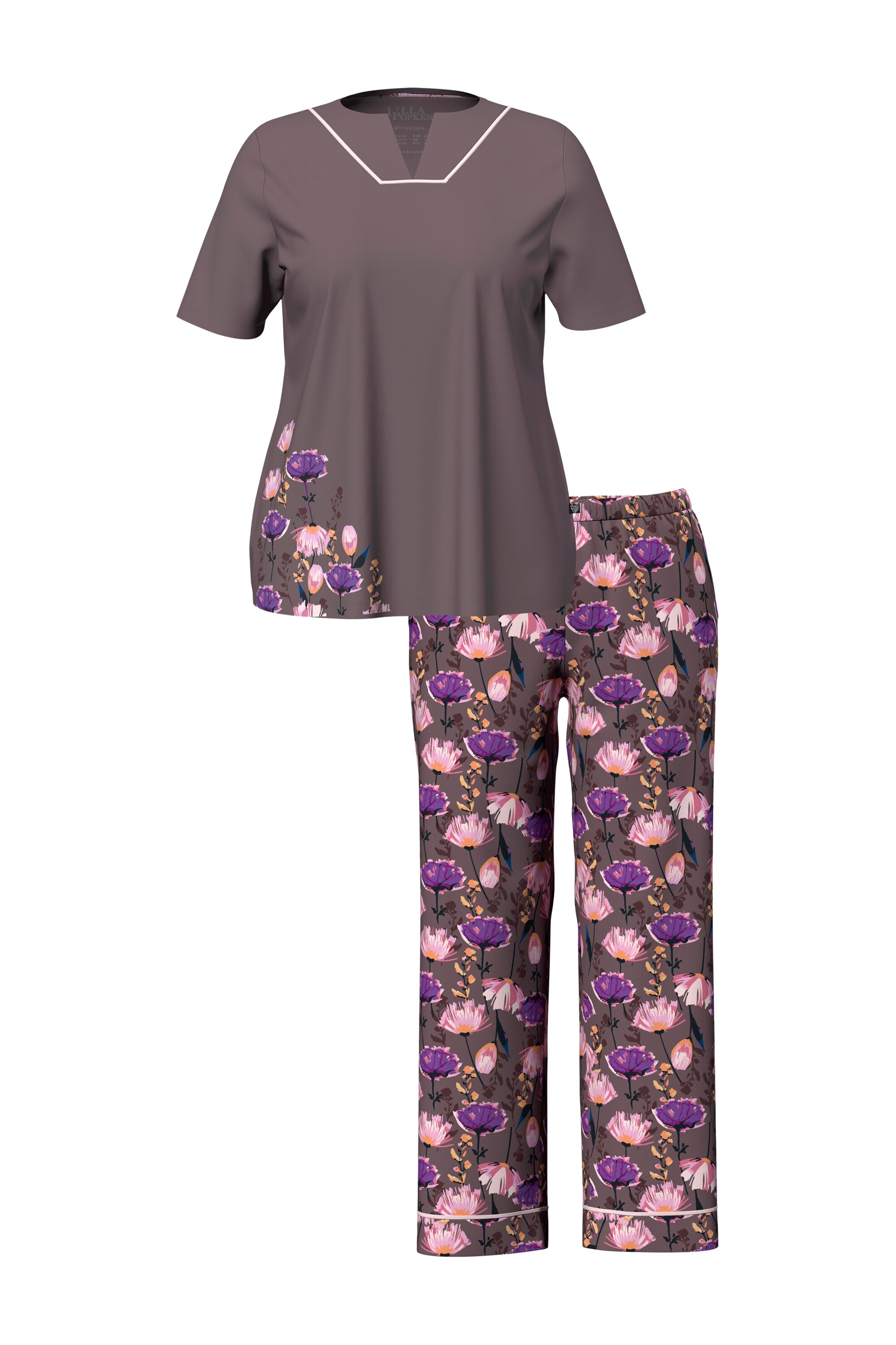 Ulla Popken Pyjama in Braun: Vorderseite