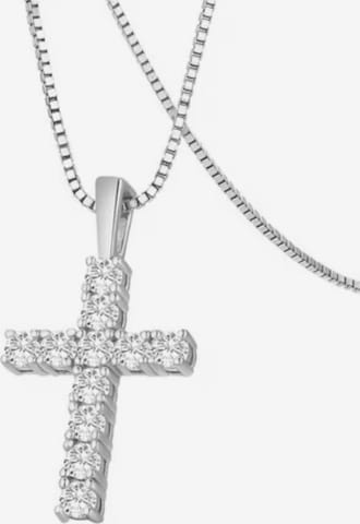 ROUGEMONT Jewellery Kette 'Funkelnde Moissanite Diamant Kreuz Halskette 45cm' in Silber: Vorderseite