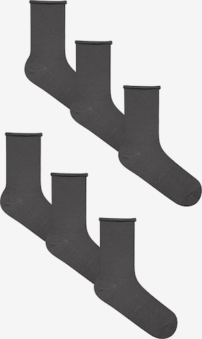Albero Natur Socks 'Bio-Baumwoll-Socken mit Rollrand Unisex – 6er Pack' in Grey: front